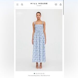 Hill House The Anita Nap Dress - Blue Block Print: Size Large NWT
